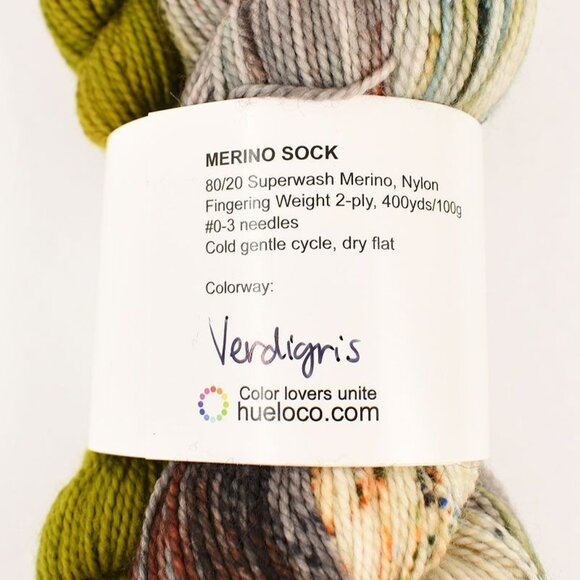 Hue Loco Yarn Merino Sock Set 80/20 SW Wool Nylon Hand Dyed Verdigris Colorway - Picture 3 of 3